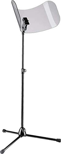 K&M 11900 Schallschutz-Stativ – Lärmschutz für Orchester-Musiker – Acrylglas-Schirm mit stufenlos ausziehbarem Unterteil
