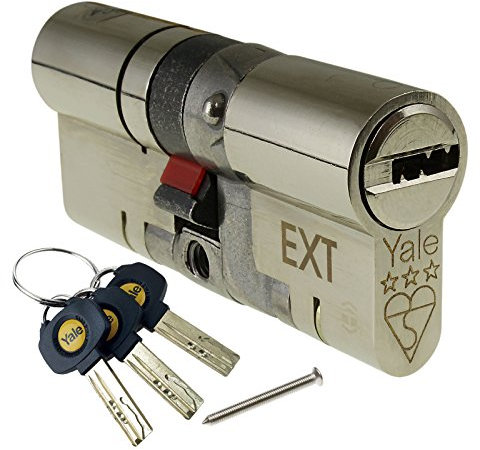 Yale Anti-Snap 3 Star Euro Double Cylinder, High Security, Nickel Finish, 45:55 (100 mm)