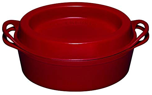 Le Creuset Doufeu oval de hierro fundido, 32 cm, Apto para todas las fuentes de calor, incluso inducción, Cereza, 25084320602460