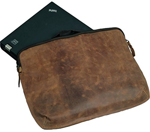 ALASSIO 601360 Laptopsleeve STYLE, Notebooktasche für Laptops bis 15,6 Zoll, Reißverschlusstasche aus echtem Leder, antik two-tone gegerbt, ca. 32 × 43,5 cm, braun