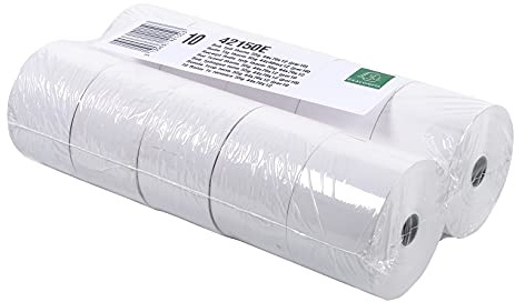 Exacompta 42150E 10er Pack Kassenrollen, 1-lagig thermisch hohe Auflösung für Kassen, 55g, Breite: 44mm, Duchmesser: 70mm, Länge: 60m Weiß
