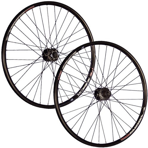 26 Zoll Laufradsatz Hohlkammer geöst Shimano M475 QB400 6 Loch Disc 7-11 Fach schwarz