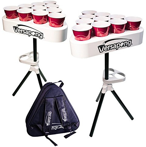 Versapong bärbart ölpong bord/bakluckespel med ryggsäck bärväska och bollar