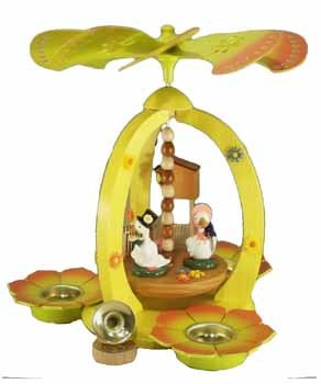 Rudolphs Schatzkiste Osterdekoration Pyramide mit Gänsen bunt Höhe 28cm NEU Ostern Pyramide Osterpyramide Holzpyramide Tischdekoration Dekoration Weihnachten Wärmespiel Lichter Figur Edelholz Seiffen