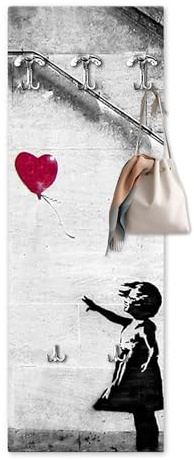Lupia - Appendiabiti da Parete moderno con pannello in legno Stampato, There Is Always Hope 46x125 cm, Design grigio oro, 5 Ganci in metallo, Stampa HD, ingresso soggiorno camera da letto