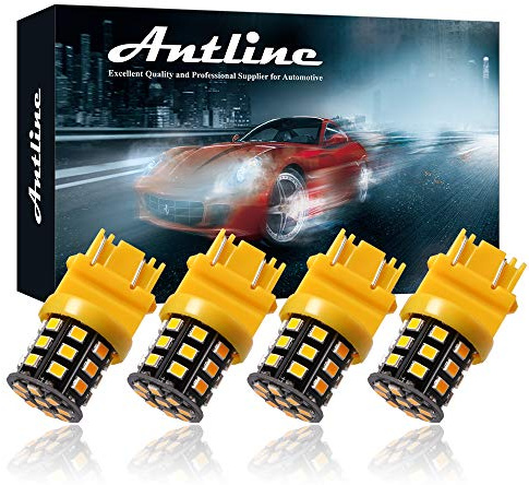 Antline 3157 3156 3057 4157 3056 LED Bulbs Amber Yellow, 12-24V Super Bright 1000 Lumens Replacement for Turn Signal Blinker Lights, Side Marker Lights (Pack of 4)