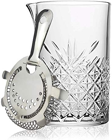 Cocktailkrug mit Hawthorne Sieb Silber | Cocktail-Rührglas & Sieb | Cocktailmischkrug, Krug, Cocktailmischglas und silbernes Sieb