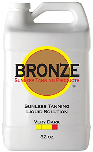 BRONZE - VERY DARK - Spray Tan Solution - 32 oz - Sunless Self Tanning Liquid for Airbrush or HVLP System - INCLUDES: Applicator Mitt, Application Gloves and Best Fake Tanner Lotion Mousse Sample