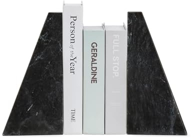 Fox Run Triangular Polished Black Marble Bookends