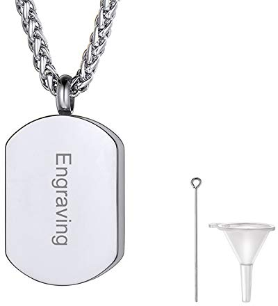 Richsteel Dog Tag Schmuck aus Edelstahl Feuerbestattung Andenken mit Gravur Dog Tag mit 55+5cm Weizenkette für Damen und Herren