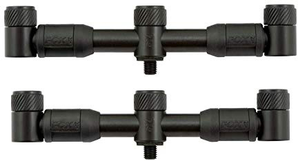 Fox Black Label 3-Rod QR Adjustable (23 & 26cm) - 2 Buzzer Bars zum Karpfenfischen, Rutenständer für Karpfenruten, Rutenhalterung, Buzzerbars für Funkbissanzeiger