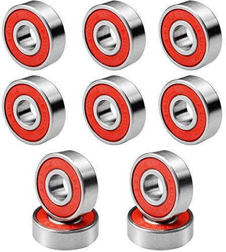 YunBey 10 Stück Skateboard Kugellager 608RS ABEC-9 Reibungsfreie Kugellager Metall Rillenkugellager für Skateboards, Roller, Inline-Skates und Rollschuhe Verwendet