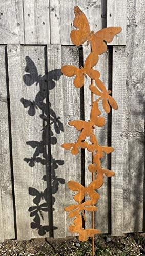 Rostalgie Edelrost Gartenstecker Schmetterling-Ranke 120 cm Garten Dekoration