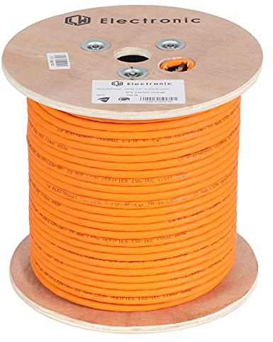 LW Electronic Verlegekabel Cat7A LAN Kabel 100m Gigabit Halogenfrei POE BauPVO Netzwerkkabel S/FTP PIMF 1200 MHz Kupfer AWG23 LSZH Installationskabel Datenkabel Orange