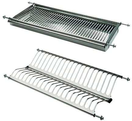 INDAUX - Escurreplatos empotrado de acero inoxidable con muelles ajustables Kit con recogegotas (70 cm)