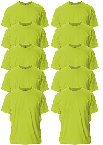 Gildan Adult Ultra Cotton T-Shirt, Style G2000, Multipack, Safety Green (10-Pack), X-Large