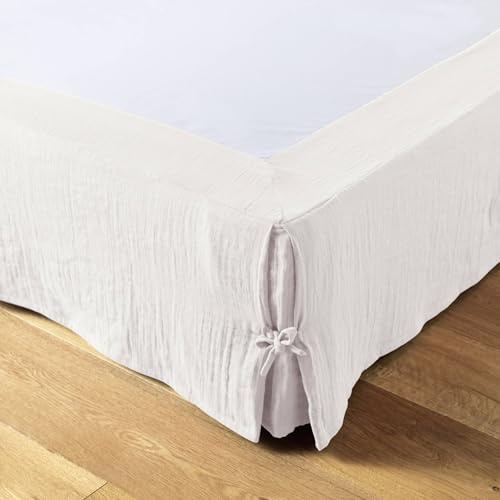 Cache sommier Double Gaze de Coton Blanc 160x200 cm