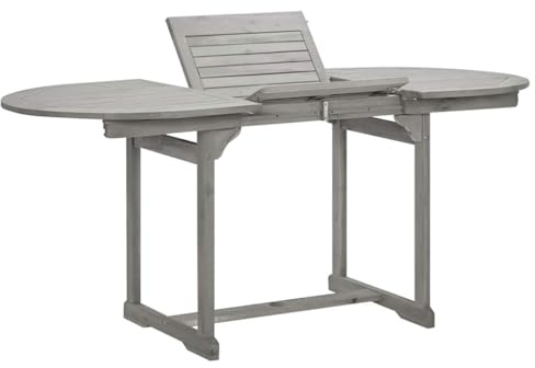 vidaXL Bois d'Acacia Massif Table à Dîner de Jardin Table de Salle à Manger de Patio Meuble de Repas de Terrasse Extérieur (120-170) x80x75 cm