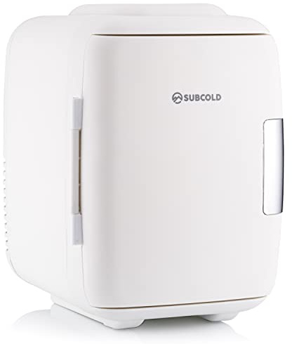 Subcold Classic4 Mini Fridge - Cooler & Warmer | 4 Litre/6 Cans | AC+USB | Portable Small Fridge for Skincare, Bedroom, Dorm, Car, Travel (White) (Renewed)
