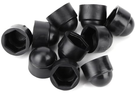 TKSE 10 Stück Schraubenabdeckungen Schraubkappe, 15 mm/0,59 Zoll M8 Kunststoff, schwarze Kuppel, Sechskantschrauben, Muttern, Kopfkappenabdeckung, Zubehör für Schrauben, Bolzen