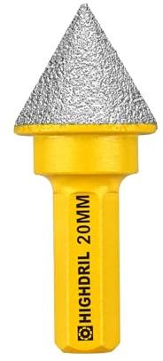 Diamant Fingerfräser - HIGHDRIL 20mm Diamant Fasenfräser zum Vergrößern und Beschneiden bestehender Löcher in Porzellan, Keramik, Marmor, Granit mit Sechskantschaft