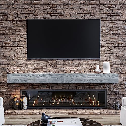 THLYNSAM Kaminsims, 121,9 cm, schwebendes Regal mit rustikalem Finish, Holz-Wandregal mit unsichtbarer robuster Halterung für Wohnzimmerdekoration, 48 L x 6 H x 9D, Grau