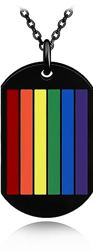 Feilok Herren Ketten Edelstahl Kette Herren Halskette mit Anhänger Regenbogen Dog Tag für Männer Frauen