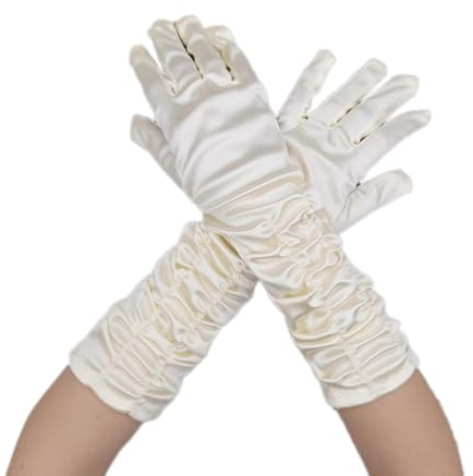 Wambere Damen Lange Handschuhe Satinhandschuhe Classic Fest Party Hochzeit Braut Handschuhe Opernhandschuhe Elastisch Erwachsene Größe bis Handgelenk Länge,Cremefarben