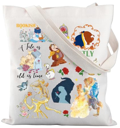 AKTAP Beaty Beast Story - Bolsa de mano inspirada en Bella y Bestia para amantes de la película, regalo de cuento de hadas como el tiempo