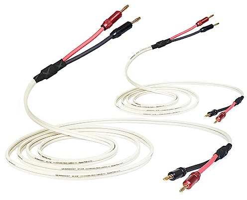 WOWLED Weißes Lautsprecherkabel mit Bananensteckern, 2 Pack 3m / 9.8FT OFC HiFi Lautsprecherkabel mit Bananensteckern, 14 AWG Audiokabel mit vergoldeten Bananensteckerns für Lautsprecher Terminal Amp