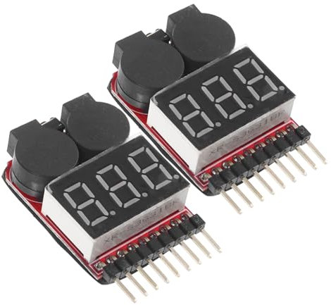 BESTonZON 2pcs Lipo Battery Voltage Tester Monitor Portable Compact Battery Monitor with Low Voltage Buzzer Alarm