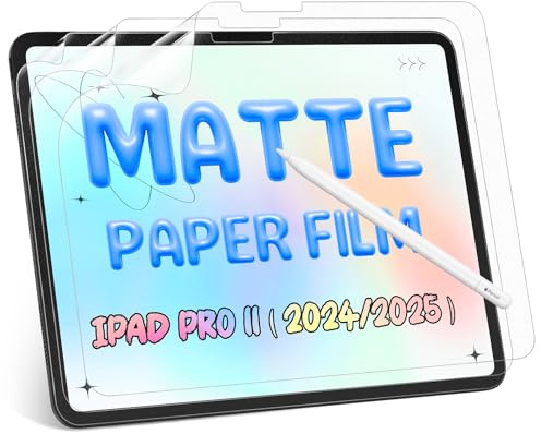 3 Stück Papier Folie Kompatibel mit iPad Pro 11 Zoll M4/M5 2024/2025 | Matte Papierfolie Schutzfolie Displayschutz Film Blendfreiem Like Paper Folie Screen Protector zum Schreiben und Zeichnen