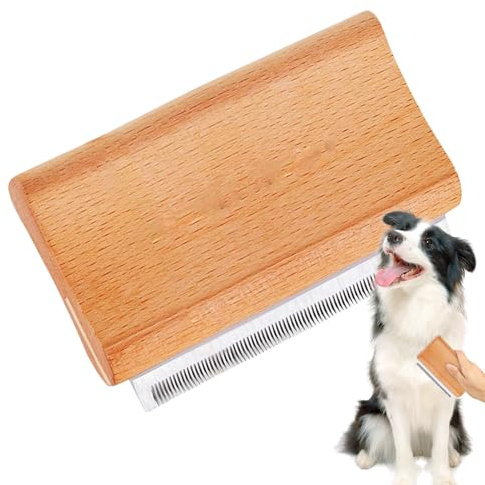 Wezalget Hundekämme zur Fellpflege, Zupfbürste mit Holzgriff, für Haarausfall und Fellpflege, Katzen- und Hundepflege, Zupfbürste für Haustiere, Fellpflegebürsten für langhaarige Hunde und Katzen,