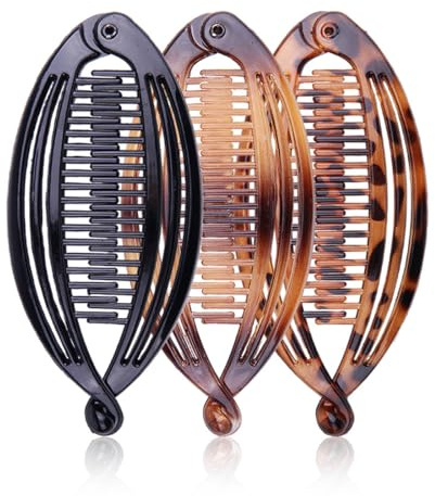 WeddHuis 3 Pezzi Fermaglio per Capelli a Forma di Pesce, Pettine per Capelli a Banana, in Resina, per Coda di Cavallo, Catena, Capelli, Fermagli per Capelli da Donna, Donne e Ragazze