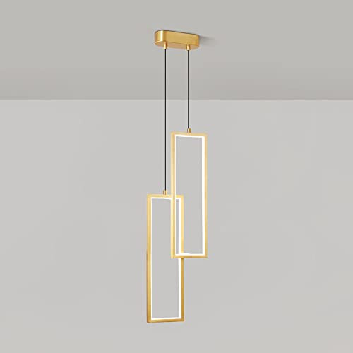 Lámparas de araña , Lámpara colgante de latón for interiores LED, lámpara suspendida regulable de tres colores, lámpara colgante de techo for dormitorio moderno, simplicidad, decoración del pasillo de