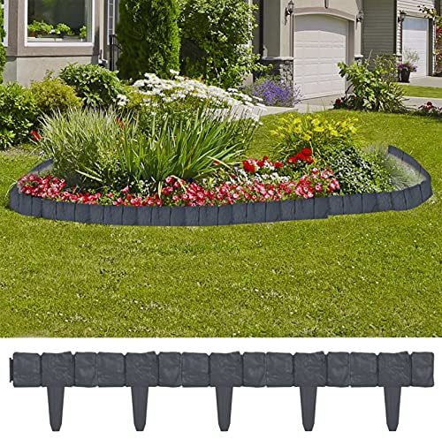 Xichuzi Rasenkante Steinoptik 41 STK. Kunststoff 10 m, Beetumrandungen, Beeteinfassung, Grabumrandung, Zaun Garten, Beetabgrenzung, Beetzaun