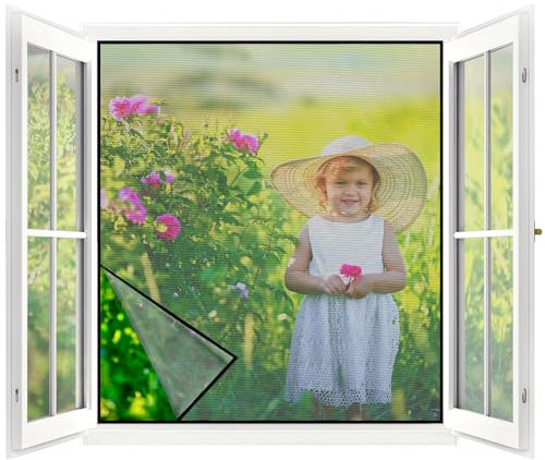 Moustiquaire Fenêtre 1 Ensembles - 100 x 120 CM - NOIRE, Aucun Perçage n'est Nécessaire