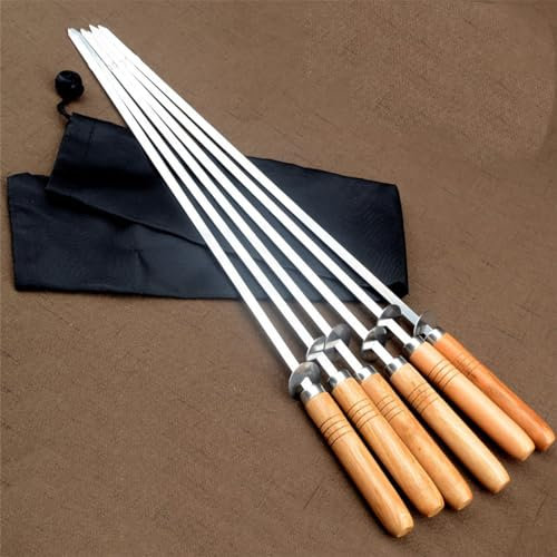 Lot de brochettes réutilisables en acier inoxydable pour griller, viande, crevettes, poulet, légumes, avec couvercle et sac de rangement