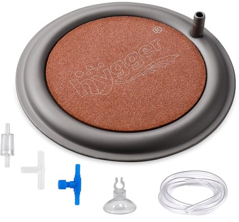 hygger Nano AirStone - Diffusore di ossigeno disciolto per acquario, 10,4 cm, ultra silenzioso, con base in acciaio inox, per acquari idroponici