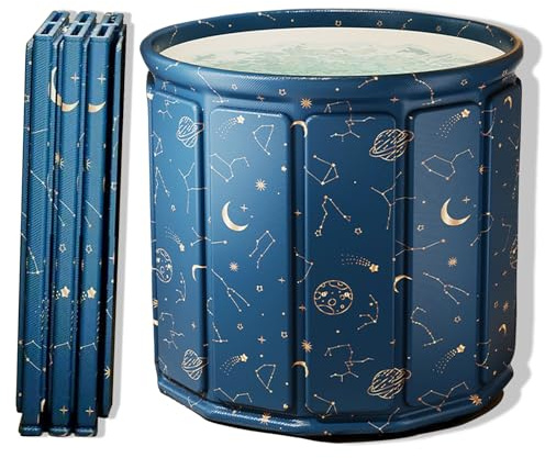 AYES Vasca da bagno pieghevole per adulti, vasca da bagno portatile per la terapia dell'acqua fredda, per allenamento all'aperto, vasca da bagno indipendente per doccia, spa sauna (pianeta blu, 80 cm