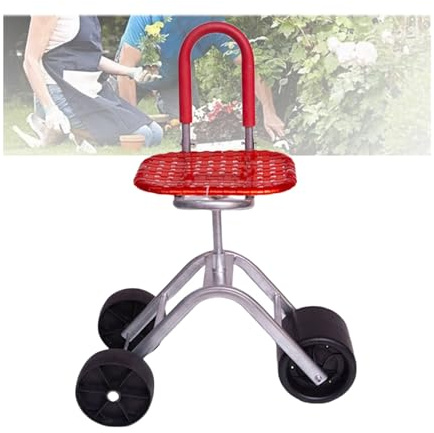 Höhenverstellbarer Gartenhocker mit Rollen, unterstützt bis zu 150 kg, ideal für Gartenarbeit und Bauernhof