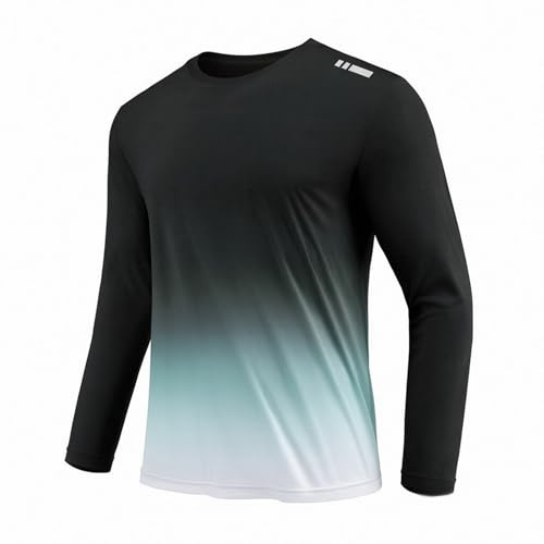 PINSPARK Herren Sport T-Shirt Langarm UPF50+UV Schutz Sonnenschutz Funktionsshirt Schnelltrocknend Atmungsaktiv Trainingsshirt Fitness Laufshirt Dunkelgrün L