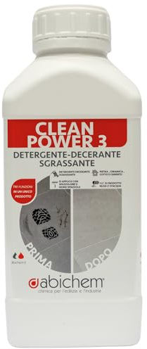 ABICHEM Clean Power 3 – Detergente, Decerante e Sgrassante – Rimuove Cera | Sporco Ostinato, Macchie da Pavimenti in Gres, Pietra, Cotto, Cemento (1 Litro)