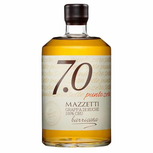 Mazzetti d’Altavilla 7.0 Grappa di Ruché Barricata | 100% Cru | Piemont | 0,7 l | 43 % Vol. | Barrique gereift | Florale & würzige Premium Grappa