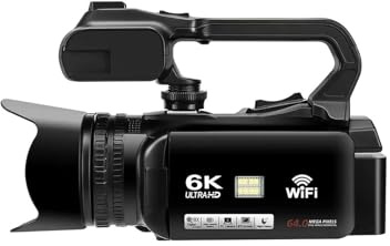 YVAAASIYC Caméscope vidéo Ultra HD 64MP 4K, WiFi 4.0, écran Tactile 18X, caméra numérique for vlogging(with Full Set)