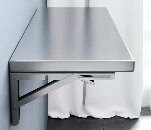 Klappbarer Wandtisch aus Edelstahl, platzsparender Schreibtisch für Esszimmer, Wohnzimmer, Schlafzimmer & Balkon, 40 kg, Tragkraft, Größe: 90 x 30 cm, stilvoll und