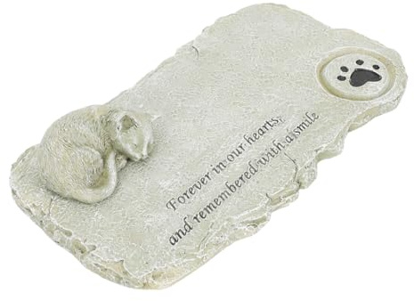 GALPADA Katze Memorialstein Wetterfest DIY Resin Grabstein Haustier Gedenkstein Gartenfigur Grabkreuz Katze Draußen Gedenkgeschenk Tiergrab Grabstein Garten Deko