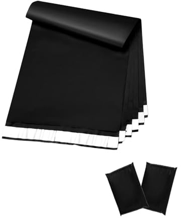 Caiyloxn versandtüten 50 Stück 22x34cm versandbeutel Schwarz versandtaschen kleidung shipping bags verpackungsbeutel plastik mit Selbstklebeverschluss