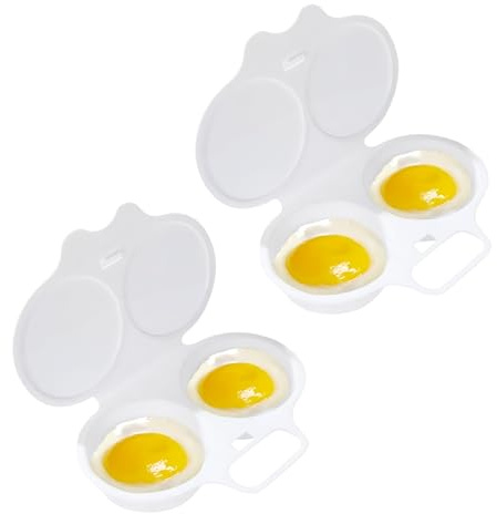 2 pezzi Cuociuova in camicia, Forno a microonde Bollitore per uova in camicia, 2 cavità antiaderente uova in camicia con coperchio, Cuociuova in camicia a microonde, Portauova in camicia a doppio