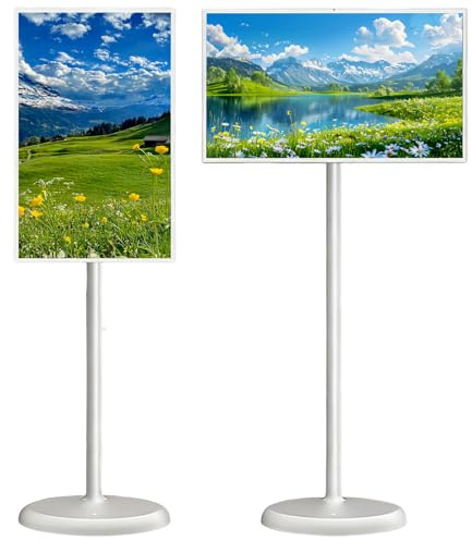 Sunseota Televisor Inteligente PortáTil De 32 Pulgadas con Pantalla TáCtil 1080P Y Control Remoto, Stanbyme, con Ruedas Y BateríA De 15000mAh, Tableta Giratoria para Colocar Al Final De La Cama
